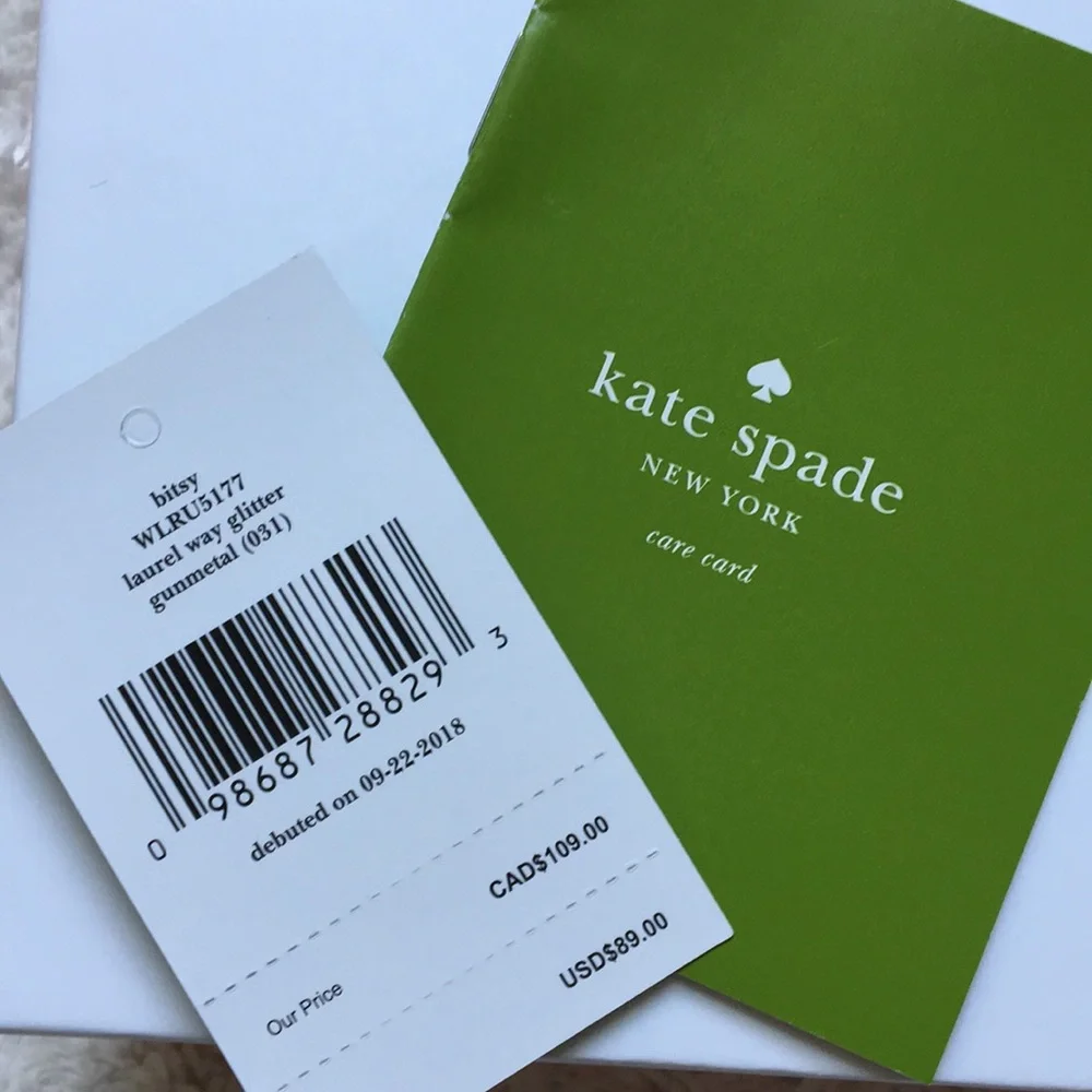 🍦HOST PICK🍦Kate Spade NWT Bitsy Laurel Way Glitter Gunmetal Silver Gold sparkle